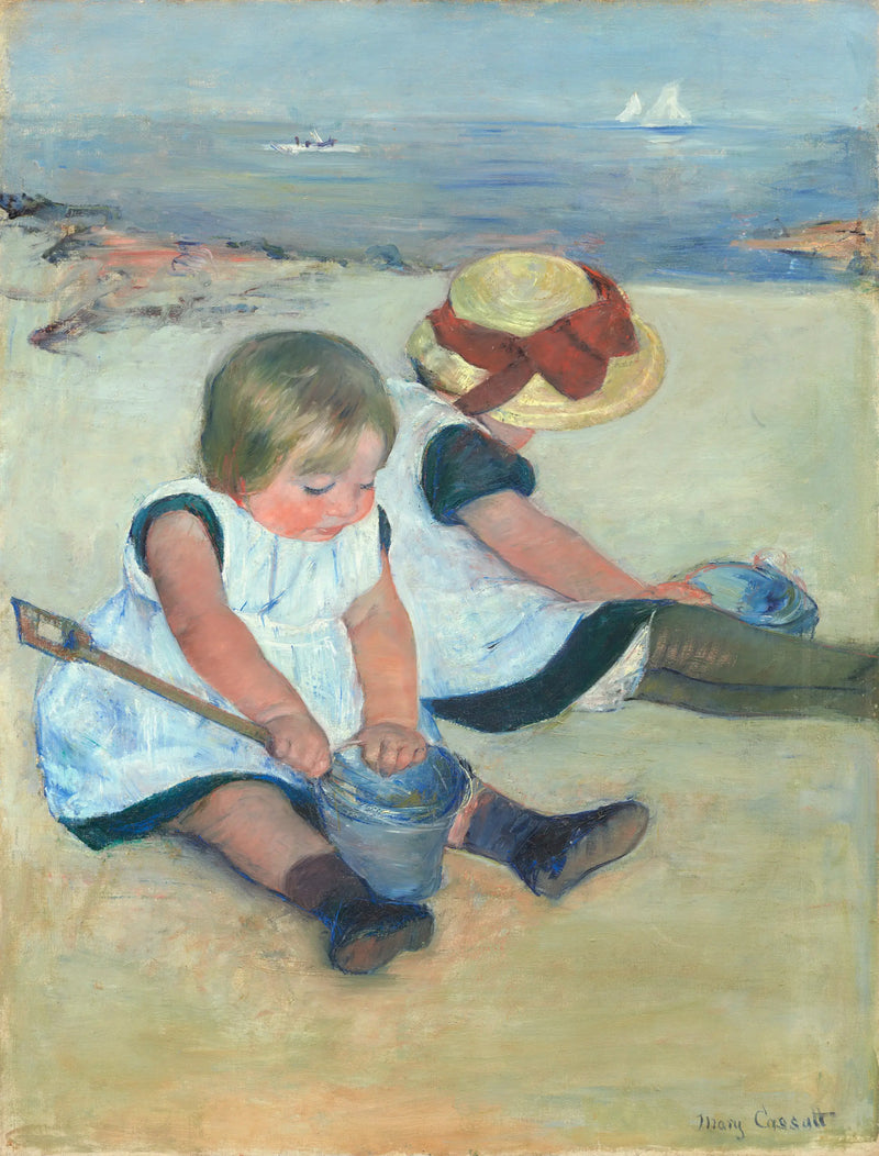 Kinder, die am Strand spielen - Mary Cassatt