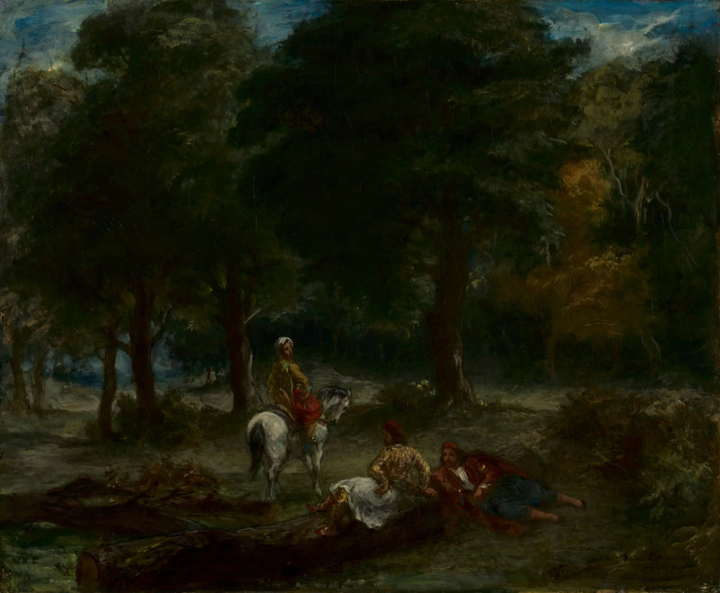 Griechische Reiter in Ruhe im Wald - Eugène Delacroix