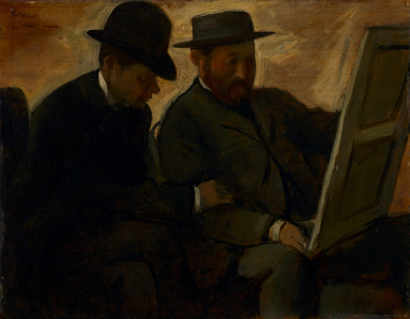 Paul Lafond und Alphonse Cherfils betrachten ein Gemälde - Edgar Degas