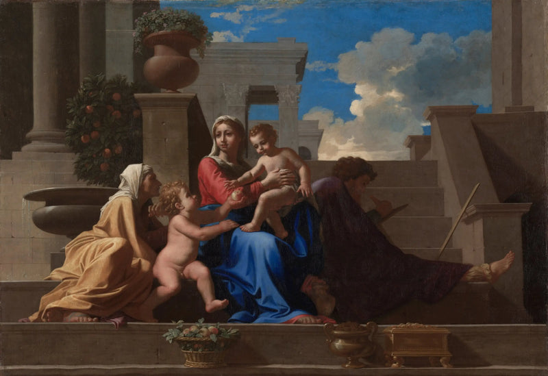 Die Heilige Familie am Treppenaufgang - Nicolas Poussin