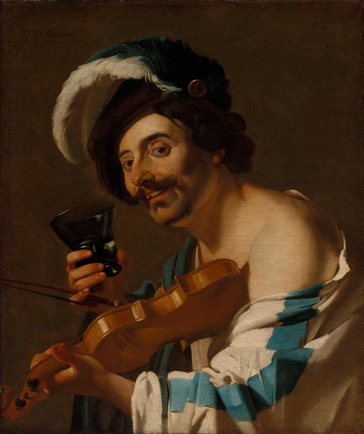 Geiger mit einem Glas Wein - Dirck van Baburen