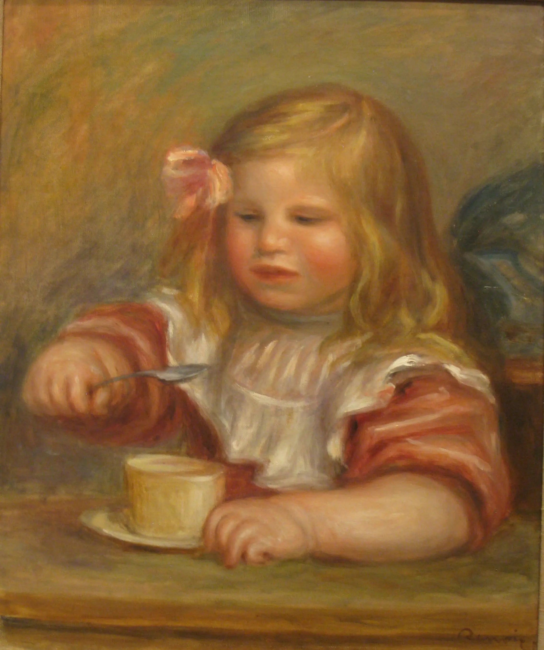 Reproduction du tableau « Portrait de Coco mangeant sa soupe - Pierre-Auguste Renoir » par Alpha Reproduction en peinture à l’huile