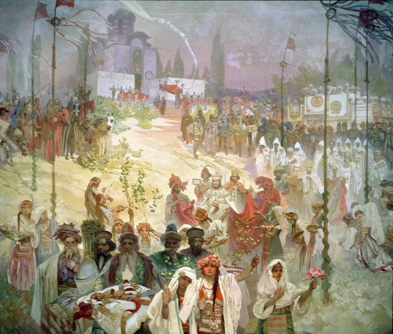 Krönung des serbischen Zaren Stefan Dušan zum byzantinischen Kaiser - Alphonse Mucha