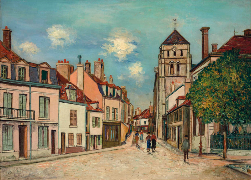 Cosne (Nièvre), Église et rue Saint-Jacques (1925) - Maurice Utrillo