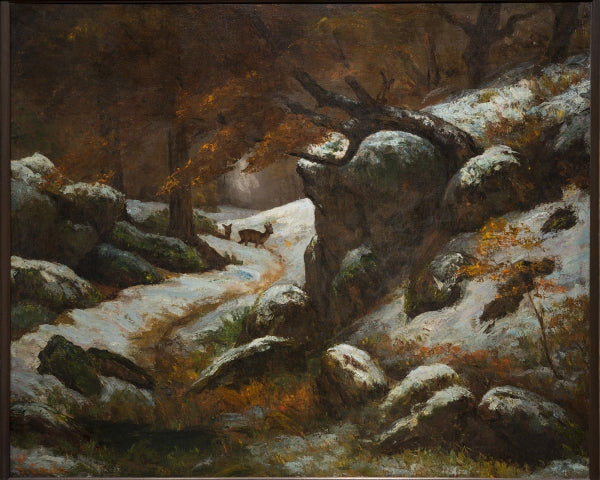 Reh im Schnee - Gustave Courbet