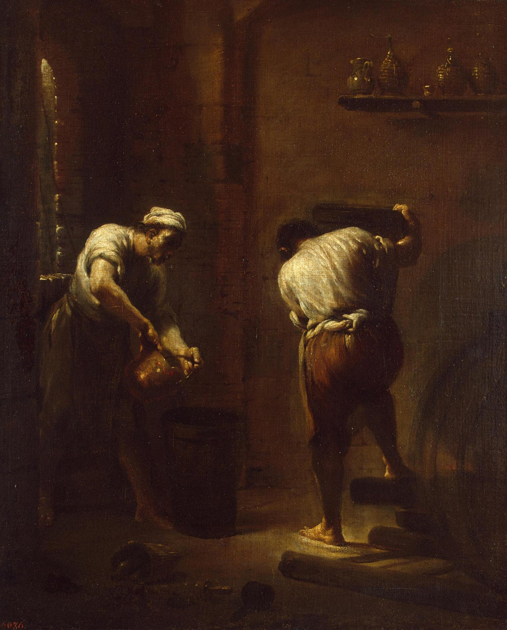 Scène dans la cave - Giuseppe Maria Crespi image 1 reproduction de peinture à l’huile