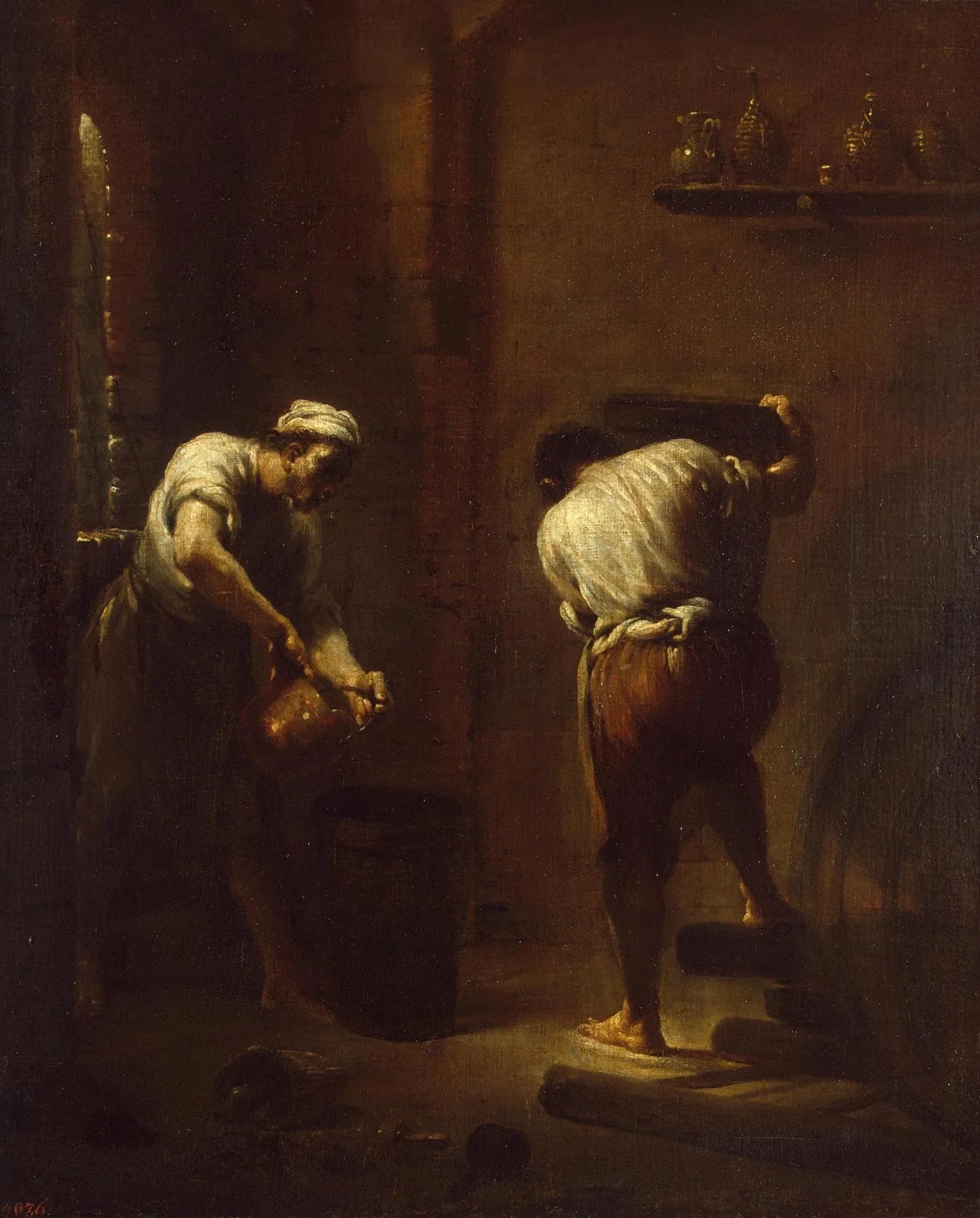 Scène dans la cave - Giuseppe Maria Crespi image 1 reproduction de peinture à l’huile