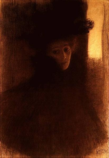 🎩 Dame mit Umhang und Hut – Gustav Klimt (um 1897-1898)