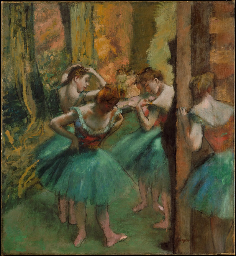 Tänzer, Rosen und Grüntöne - Edgar Degas