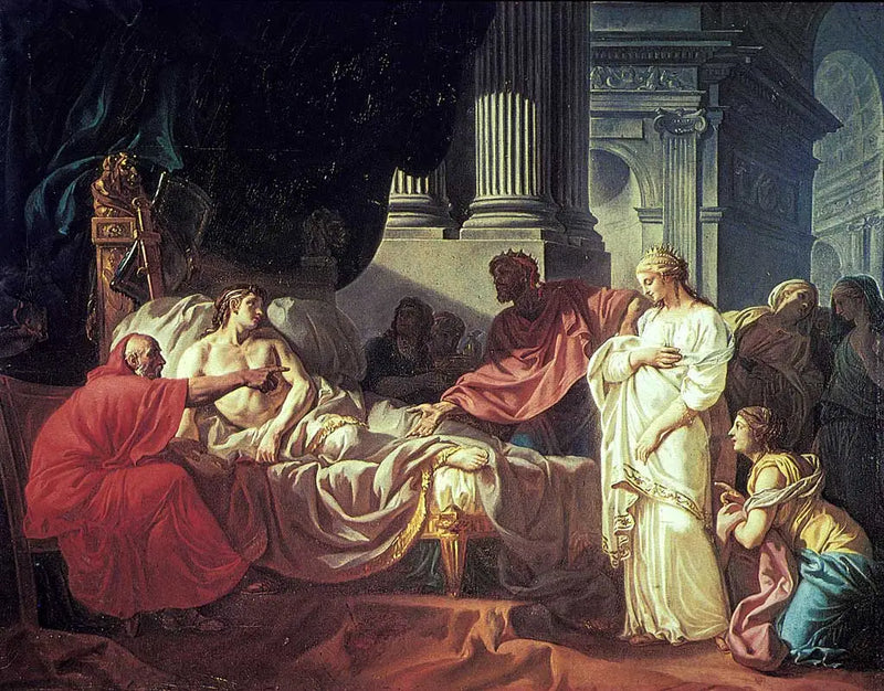 Érasistratus entdeckt die Ursache der Krankheit von Antiochus - Jacques-Louis David