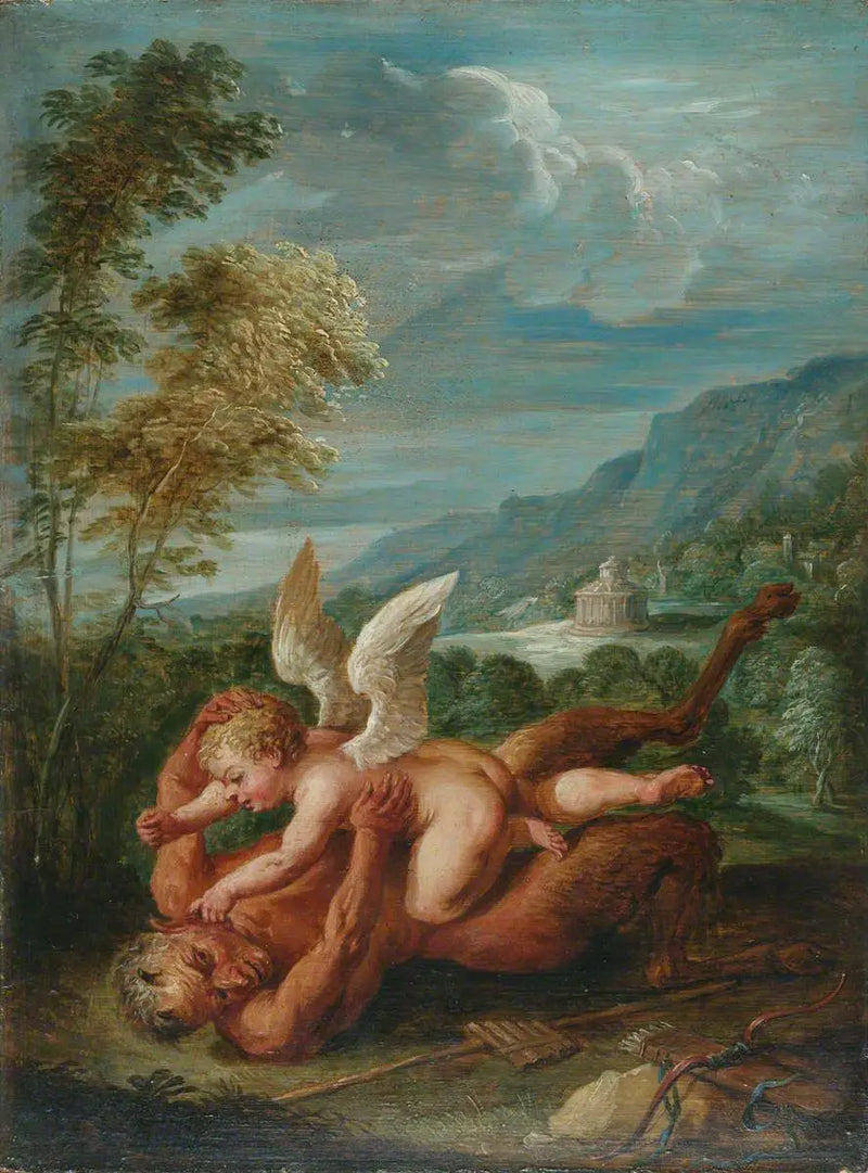 Cupidon siegt über Pan (nach Annibale Carracci) - David Teniers der Jüngere