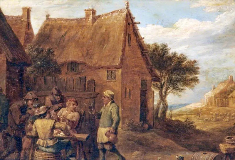 Ungehobelte vor einer Taverne - David Teniers der Jüngere