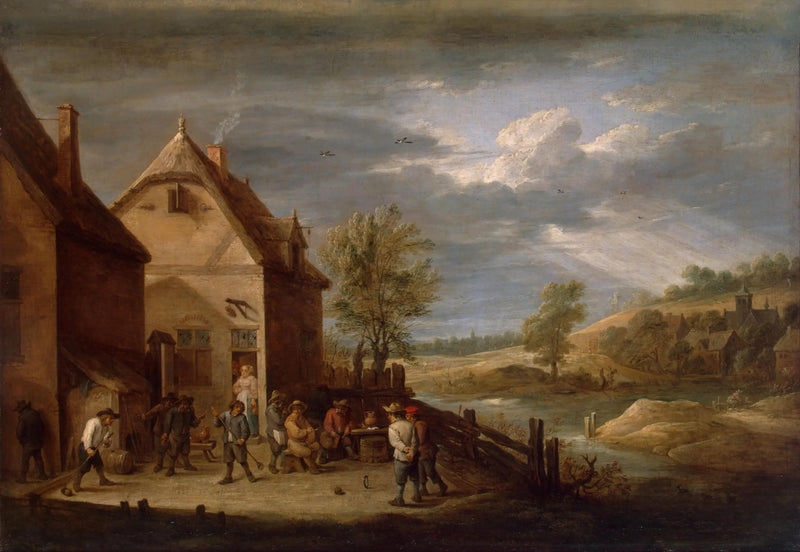Landschaft mit Bauern, die Kegel spielen - David Teniers der Jüngere