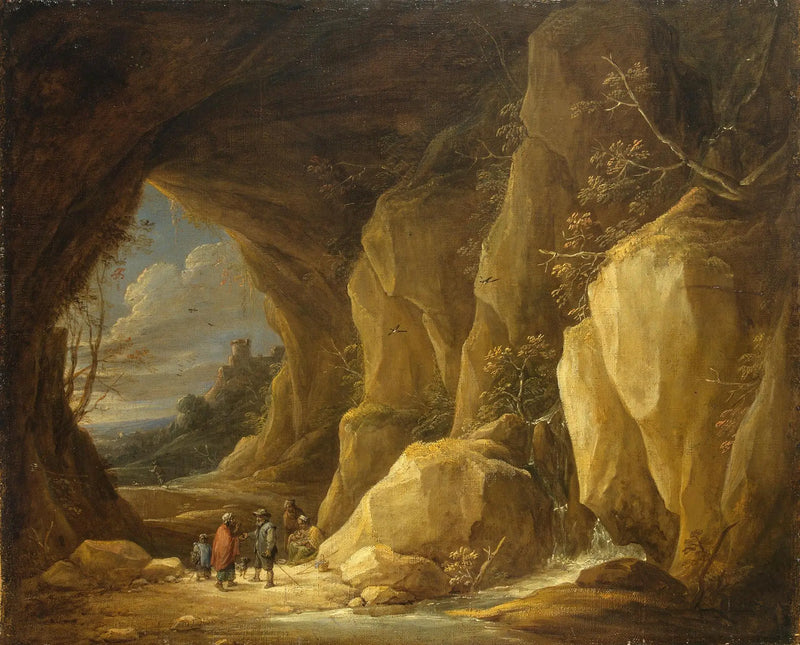 Landschaft mit einer Höhle und einer Gruppe von Zigeunern - David Teniers der Jüngere