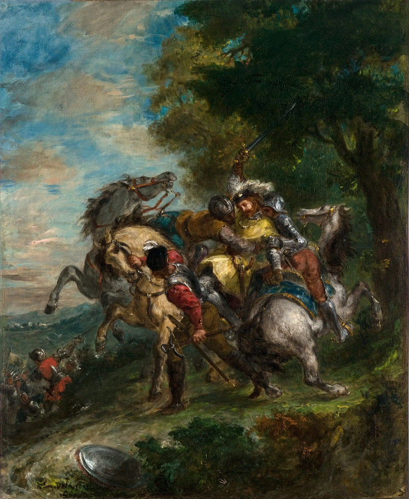 Weislingen von den Männern Götz' gefangen - Eugène Delacroix