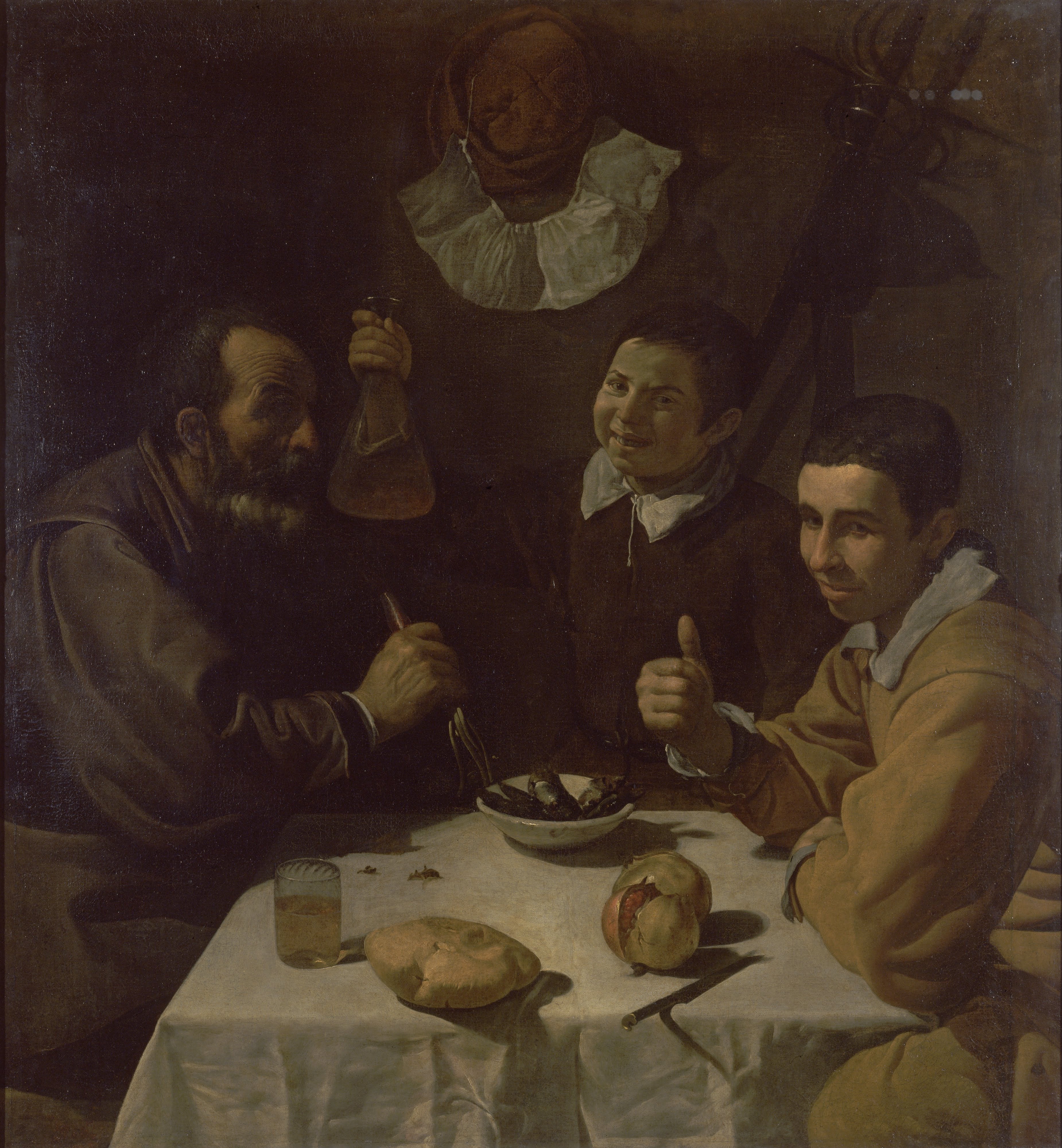 Drei Männer am Tisch, das Mittagessen - Diego Velázquez