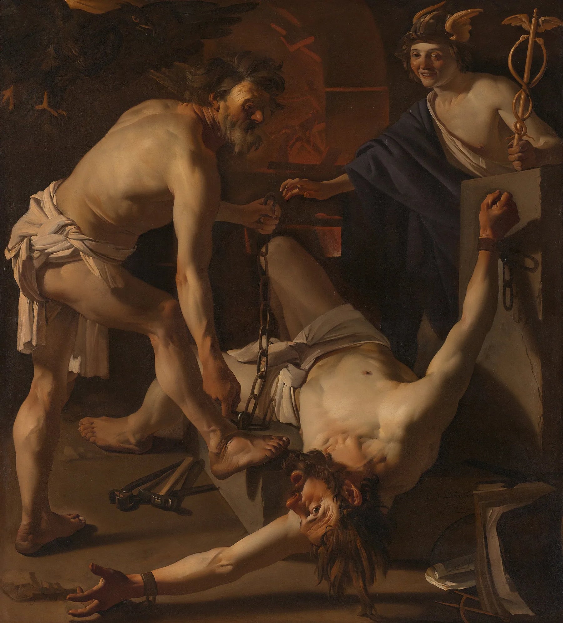 Prométhée enchaînée par Vulcain - Dirck van Baburen image 1 reproduction d’œuvre d’art à l’huile
