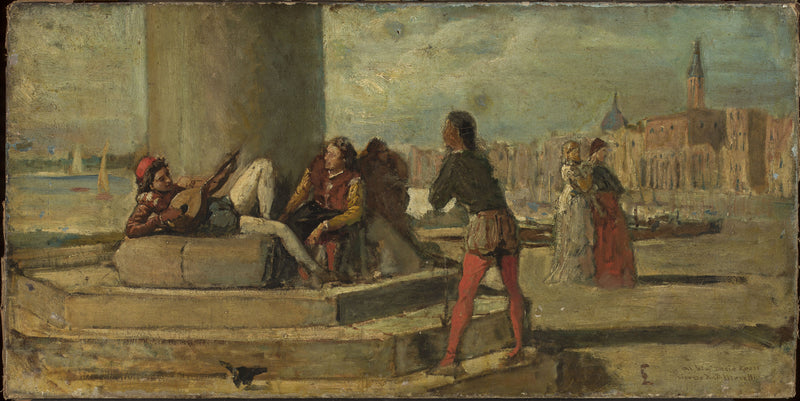 Scène de genre contre Venise - Domenico Morelli