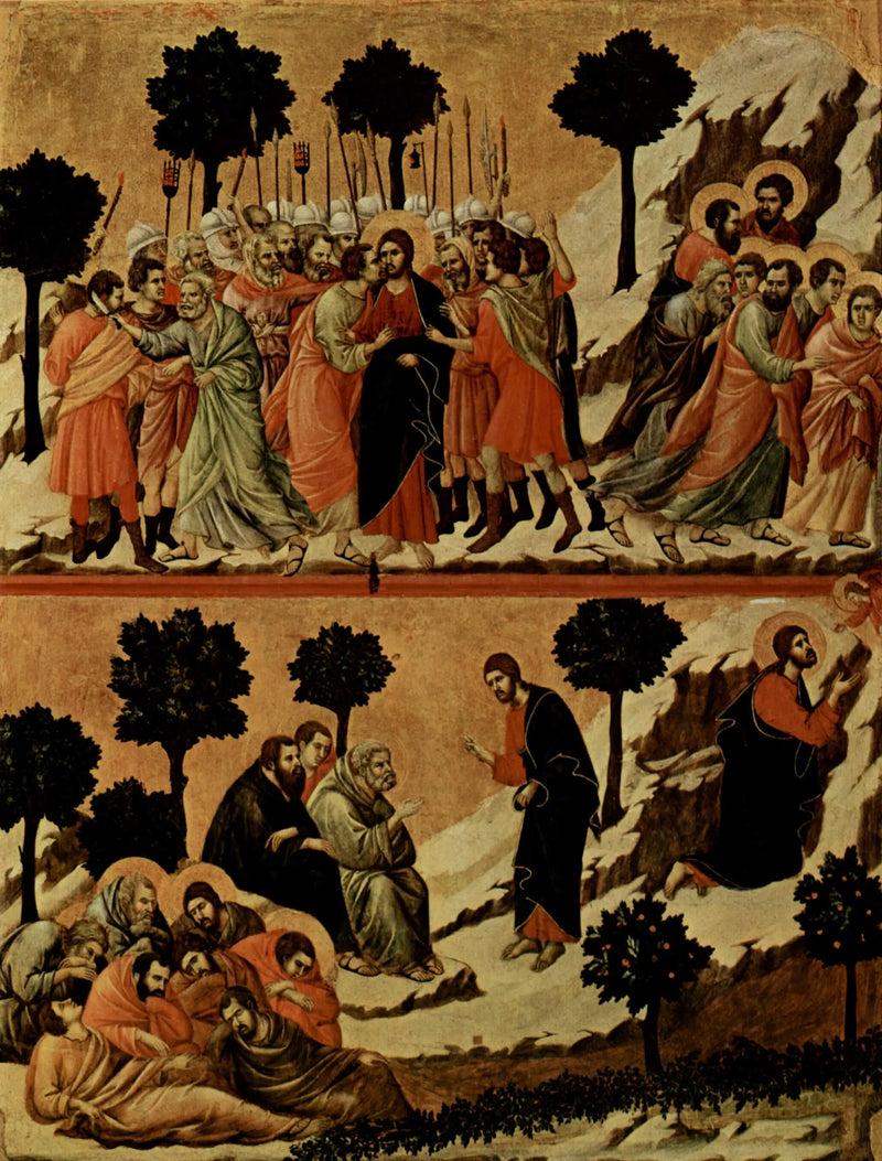 Verhaftung Jesu (oben); Agonie im Garten (unten) - Duccio di Buoninsegna