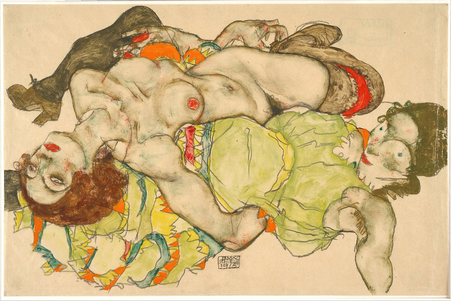 💚 Liebhaber – Egon Schiele (1915)
