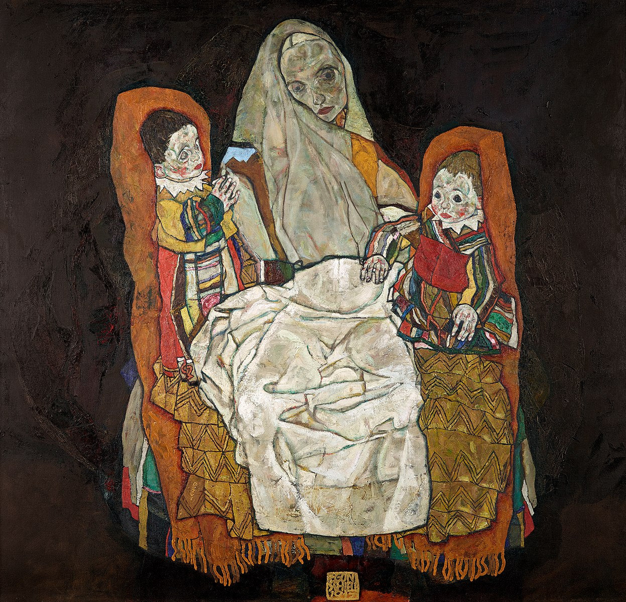 👩‍👧‍👦 Mutter mit zwei Kindern III – Egon Schiele (1915)