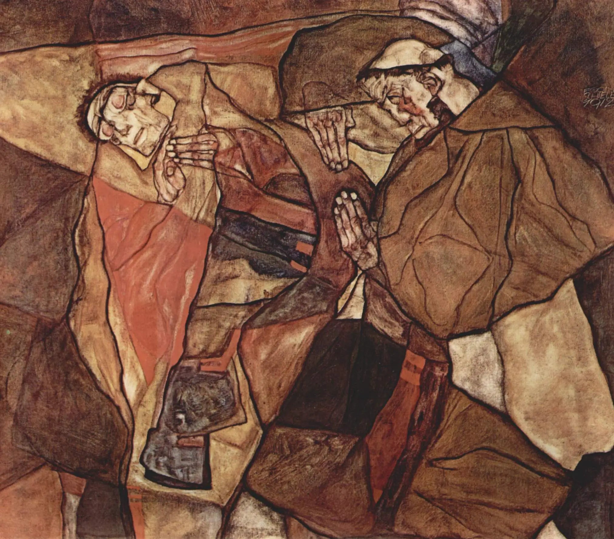 Reproduction du tableau « Agonie (La Lutte à Mort) - Egon Schiele » par Alpha Reproduction en peinture à l’huile