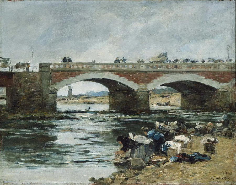 Waschfrauen neben einer Brücke - Eugène Boudin