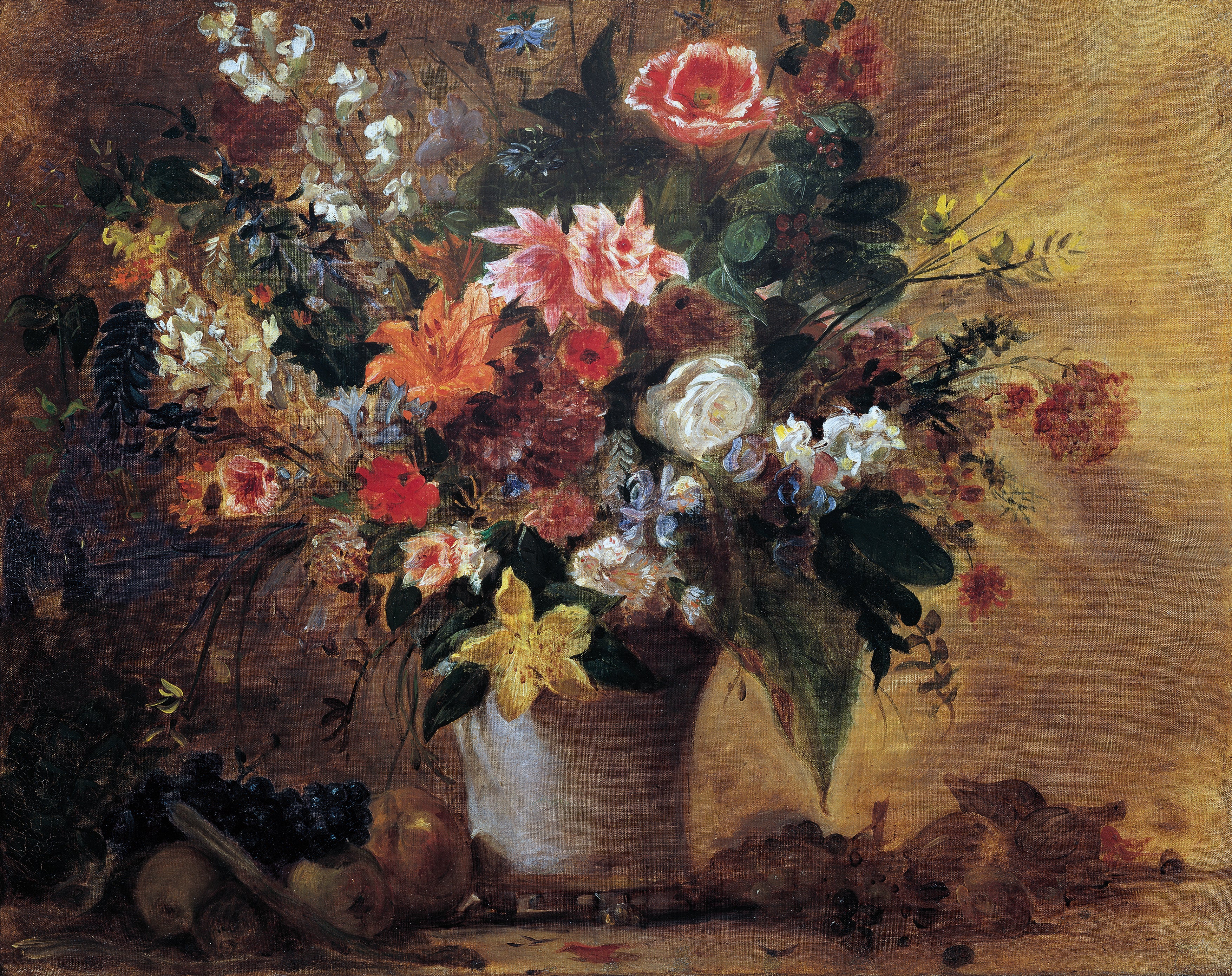Reproduction du tableau « Nature morte de fleurs - Eugène Delacroix » par Alpha Reproduction en peinture à l’huile