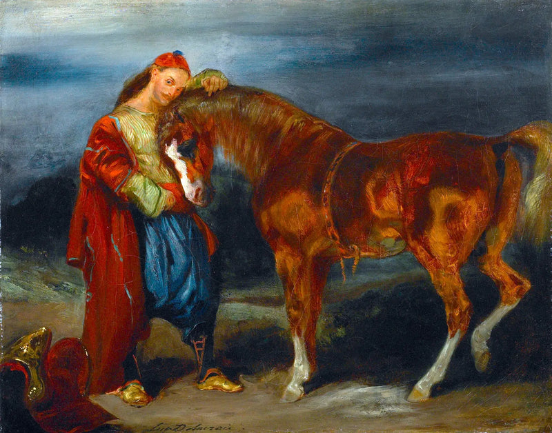 Junger Türke, der sein Pferd streichelt - Eugène Delacroix