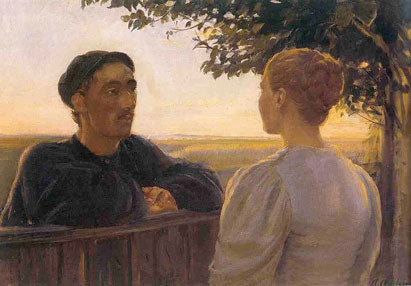 Abendliche Begegnung am Gartenzaun – Anna Ancher