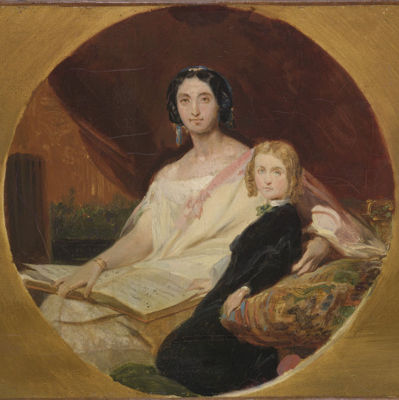 Portraits de la duchesse d'Uzès, née Talhouët et de son fils aîné, Jacques Emmanuel. - Léon Cogniet
