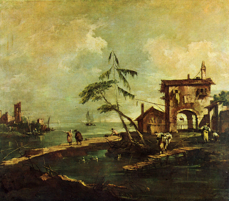 Capriccio mit rustikales Haus am Lagunenrand - Francesco Guardi