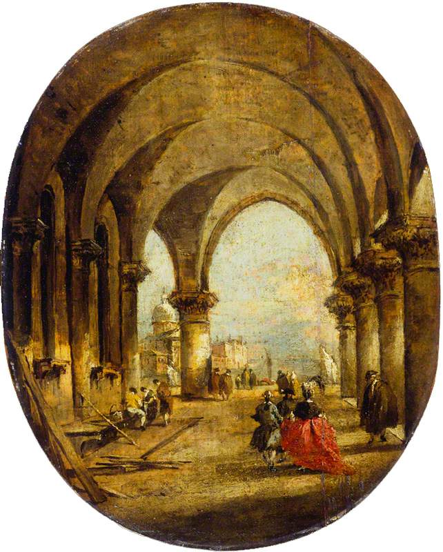 Capriccio mit dem Bogen des Dogenpalasts und San Giorgio Maggiore - Francesco Guardi