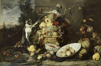 Trois singes voleurs de fruits - Frans Snyders