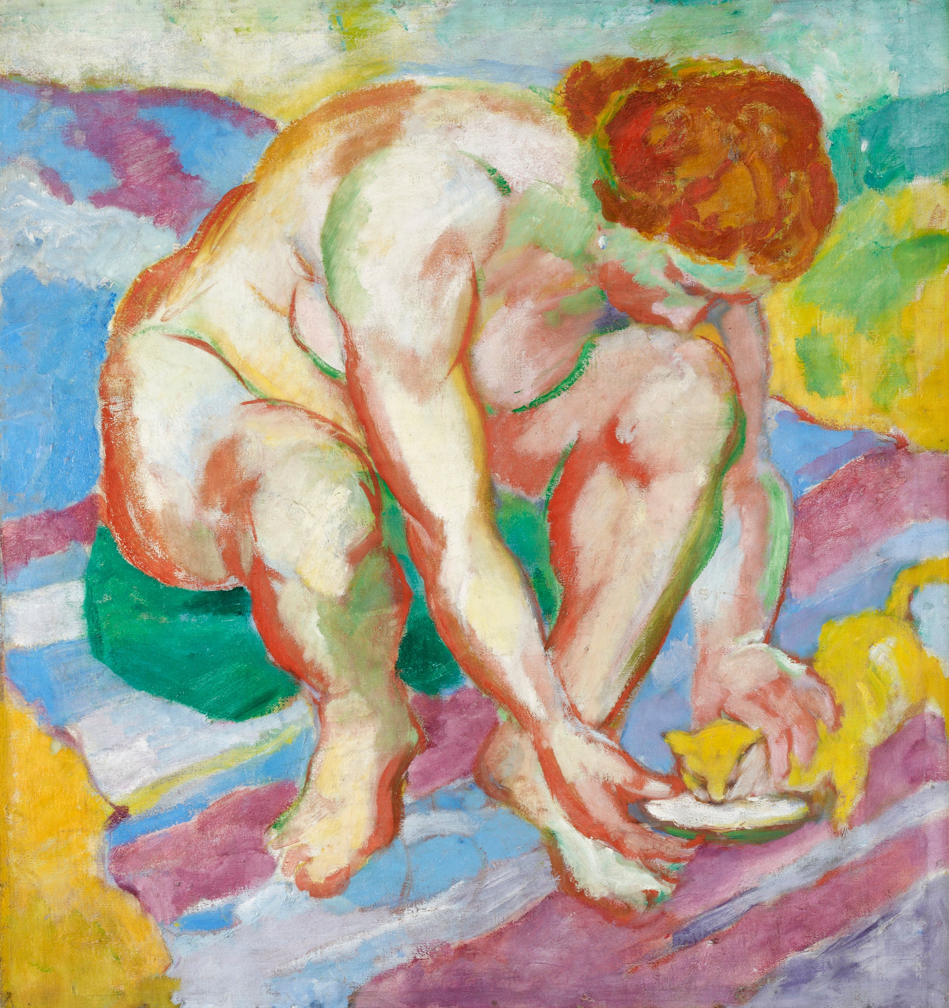 Reproduction du tableau « Nu au chat - Franz Marc » par Alpha Reproduction en peinture à l’huile