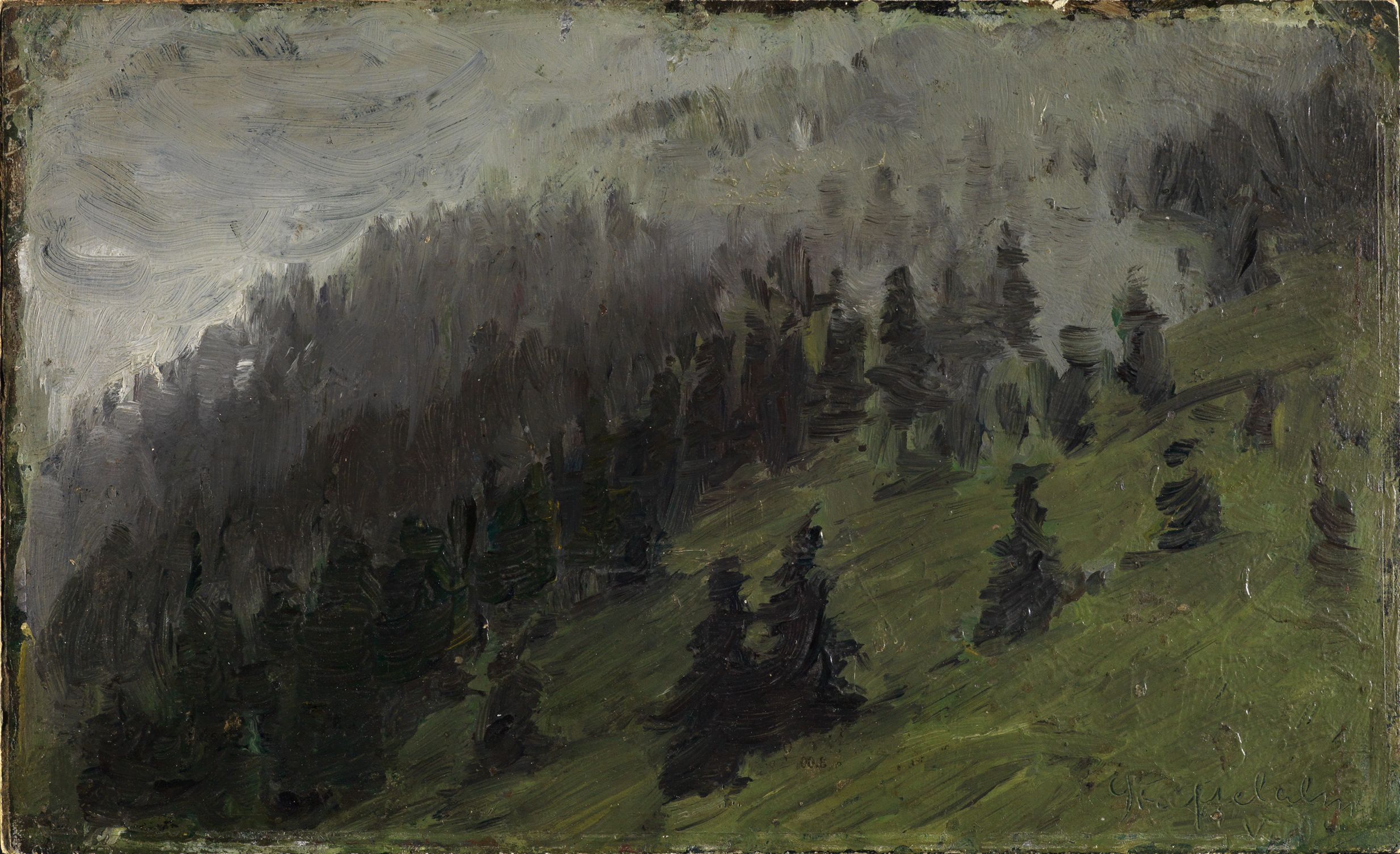 Reproduction du tableau « Brouillard entre les sapins - Franz Marc » par Alpha Reproduction en peinture à l’huile