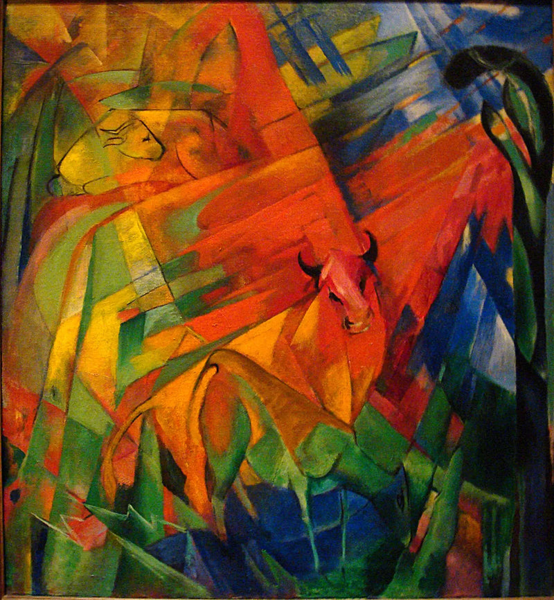 Tiere in einer Landschaft - Franz Marc