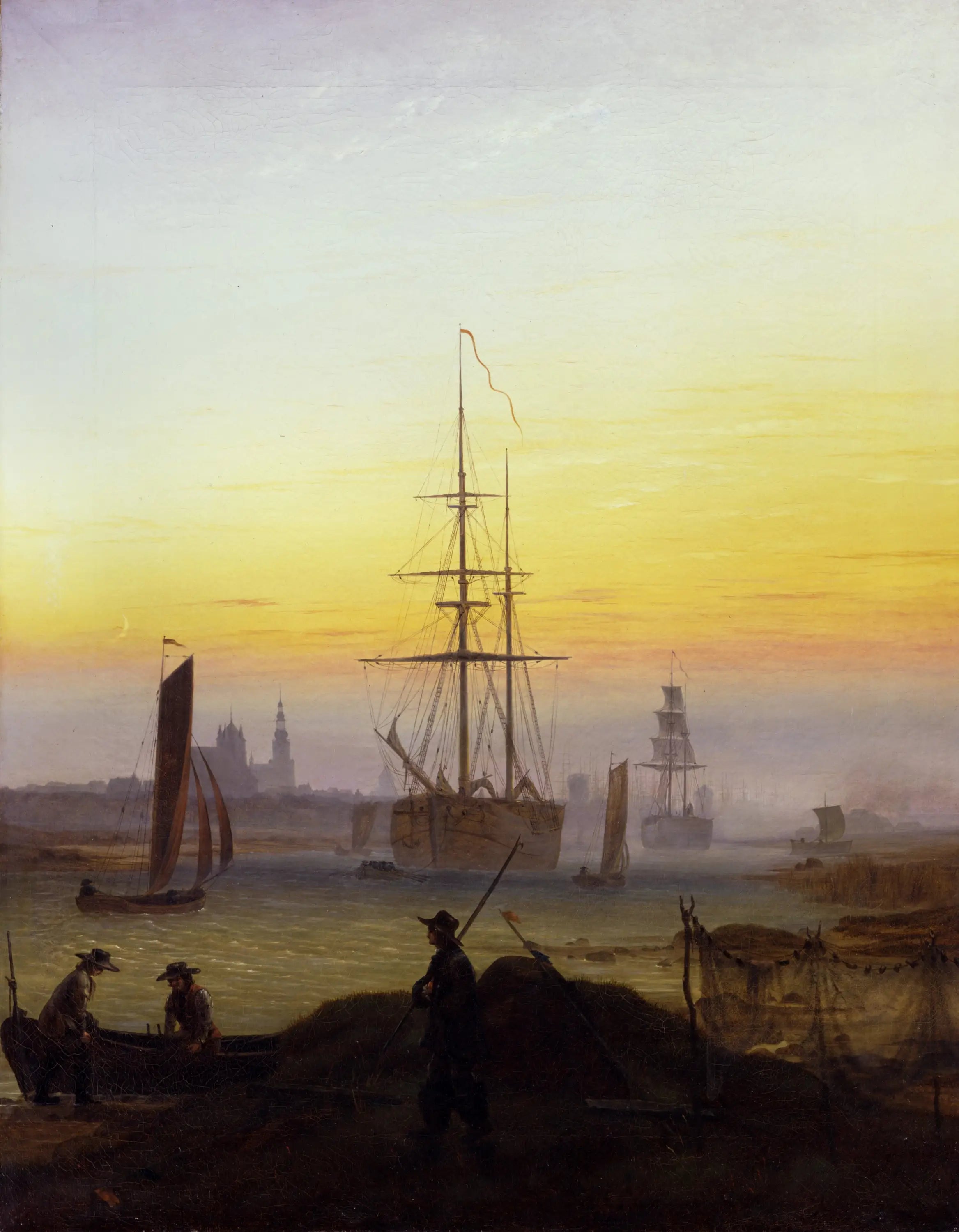 Reproduction du tableau « Le Port de Greifswald - Caspar David Friedrich » par Alpha Reproduction en peinture à l’huile