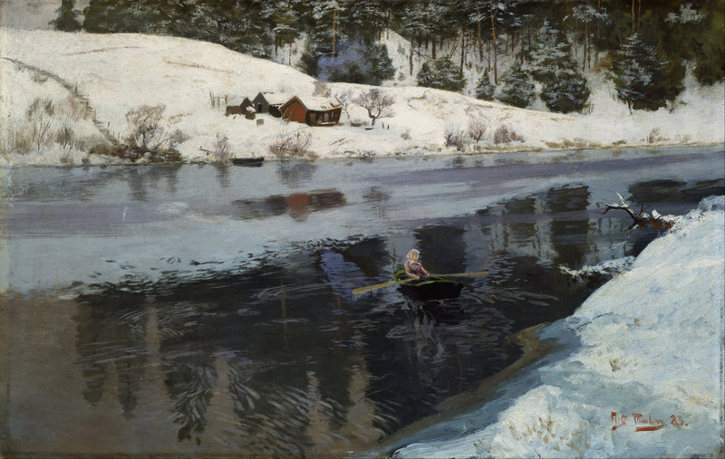 Winter am Ufer des Simoa River - Frits Thaulow