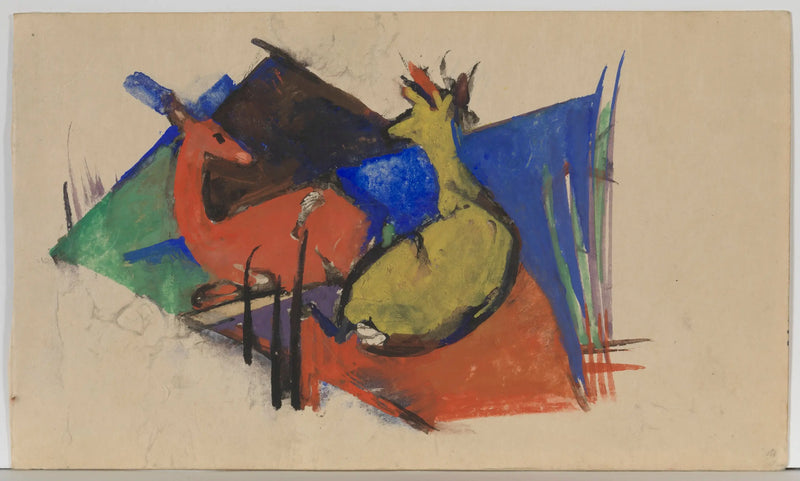 Zwei liegende Rehe - Franz Marc