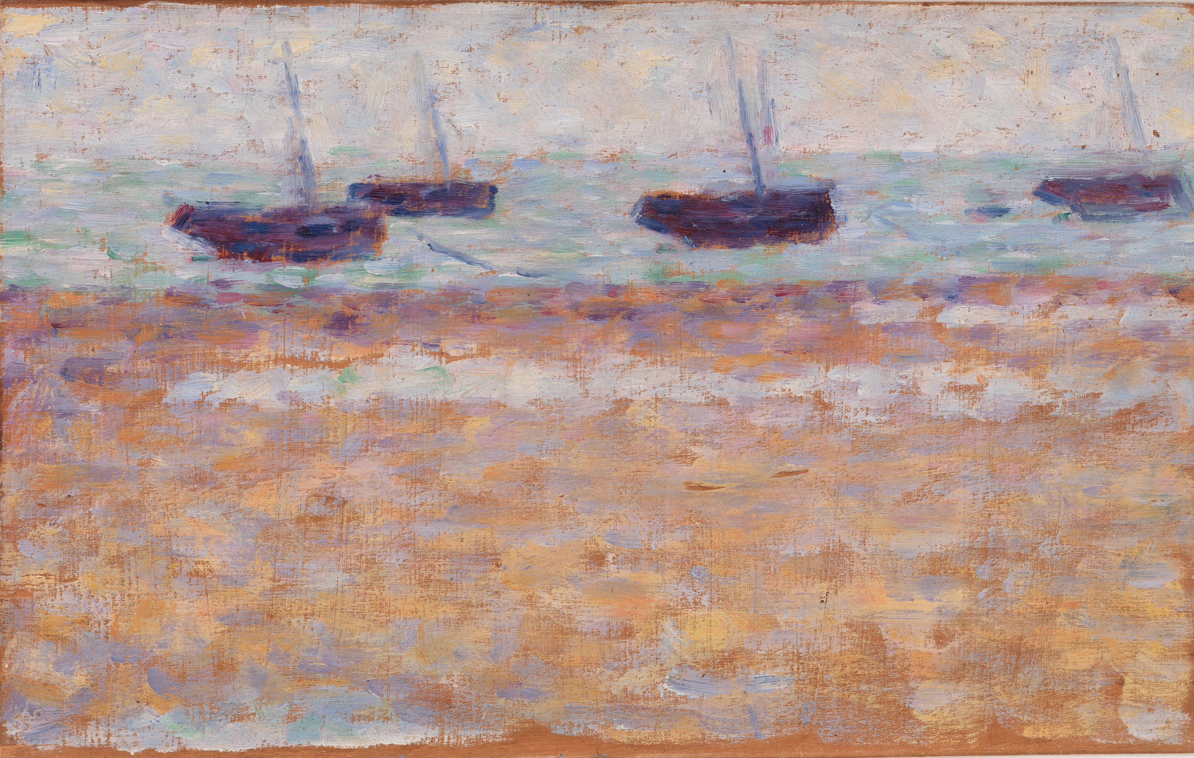 Reproduction du tableau « Quatre bateaux à Grandcamp - Georges Seurat » par Alpha Reproduction en peinture à l’huile