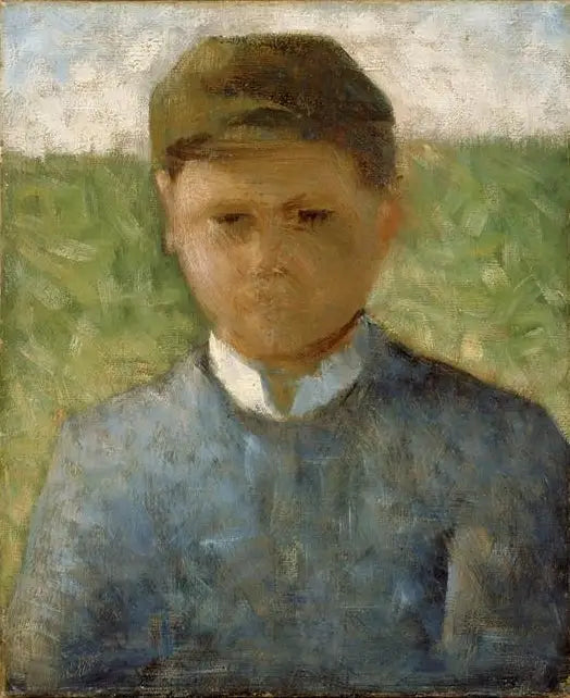 Reproduction du tableau « Le Petit paysan en bleu - Georges Seurat » par Alpha Reproduction en peinture à l’huile