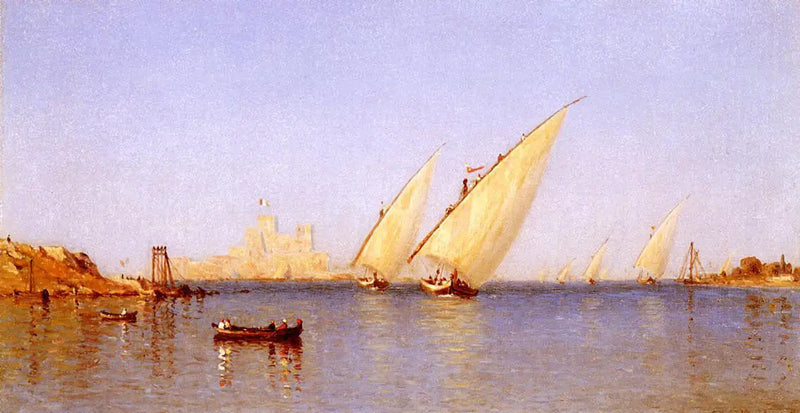 Fischereiboote, die in den Hafen von Brindisi einlaufen - Sanford Robinson Gifford