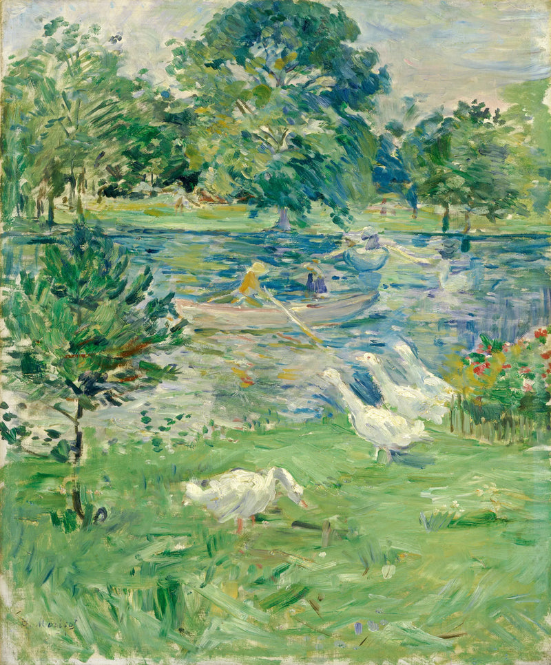 Mädchen in einem Boot mit Gänsen - Berthe Morisot