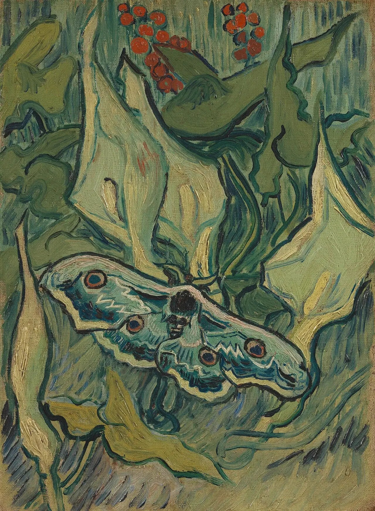 Reproduction du tableau « Grand Paon de nuit - Vincent van Gogh » par Alpha Reproduction en peinture à l’huile