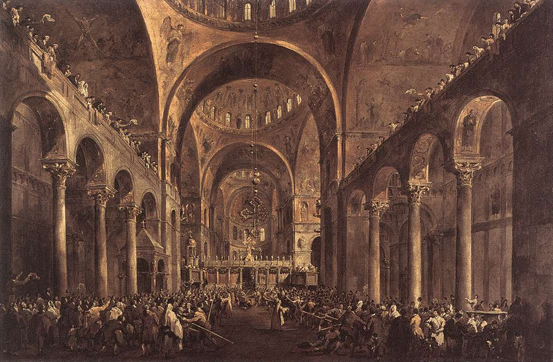Der Doge Alvise IV Mocenigo zeigt sich im Volk in der Basilika San Marco 1763 - Francesco Guardi