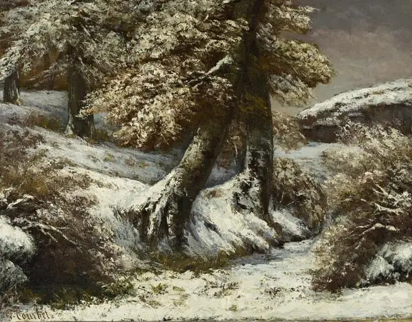 Bäume im Schnee - Gustave Courbet