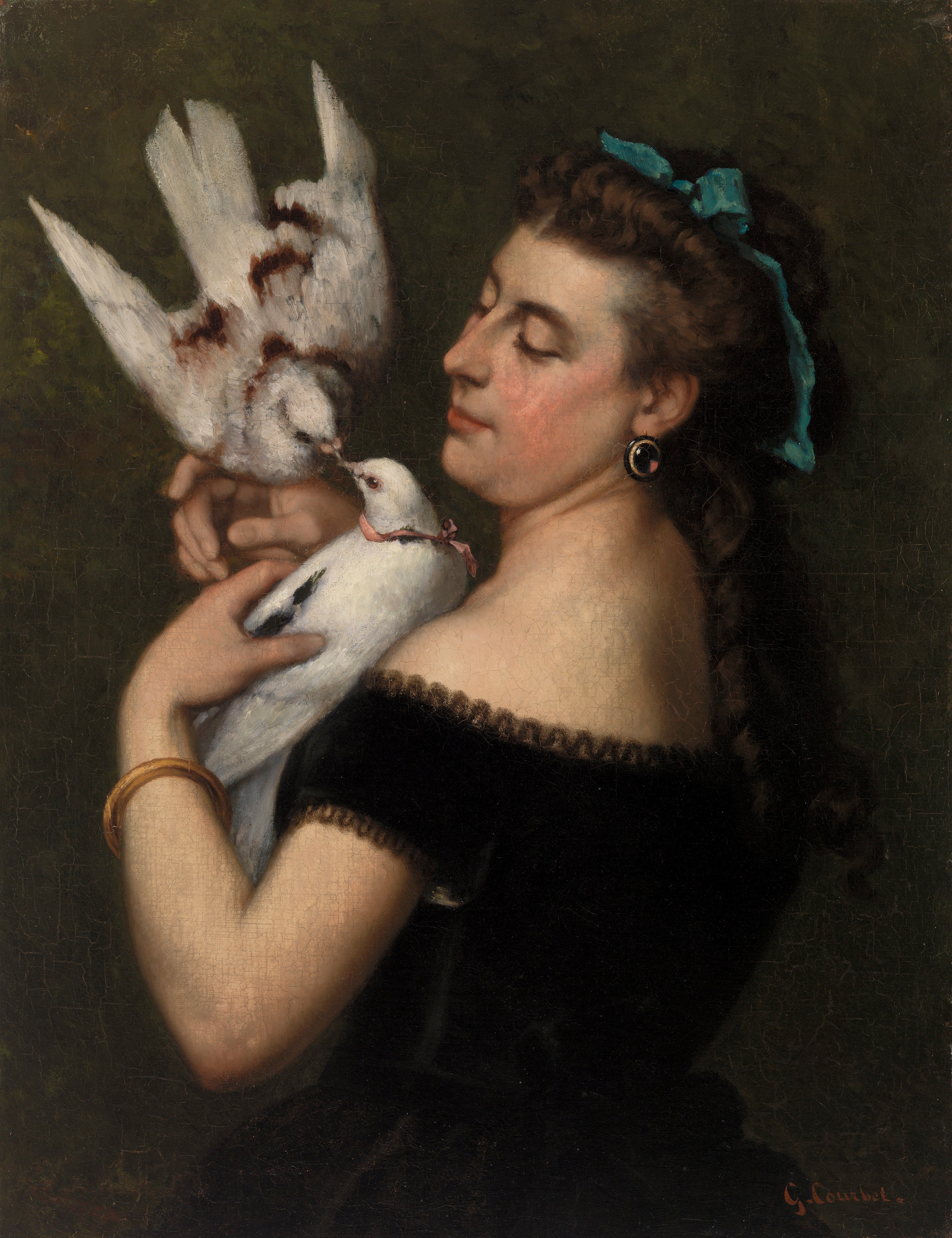 Frau mit Tauben - Gustave Courbet