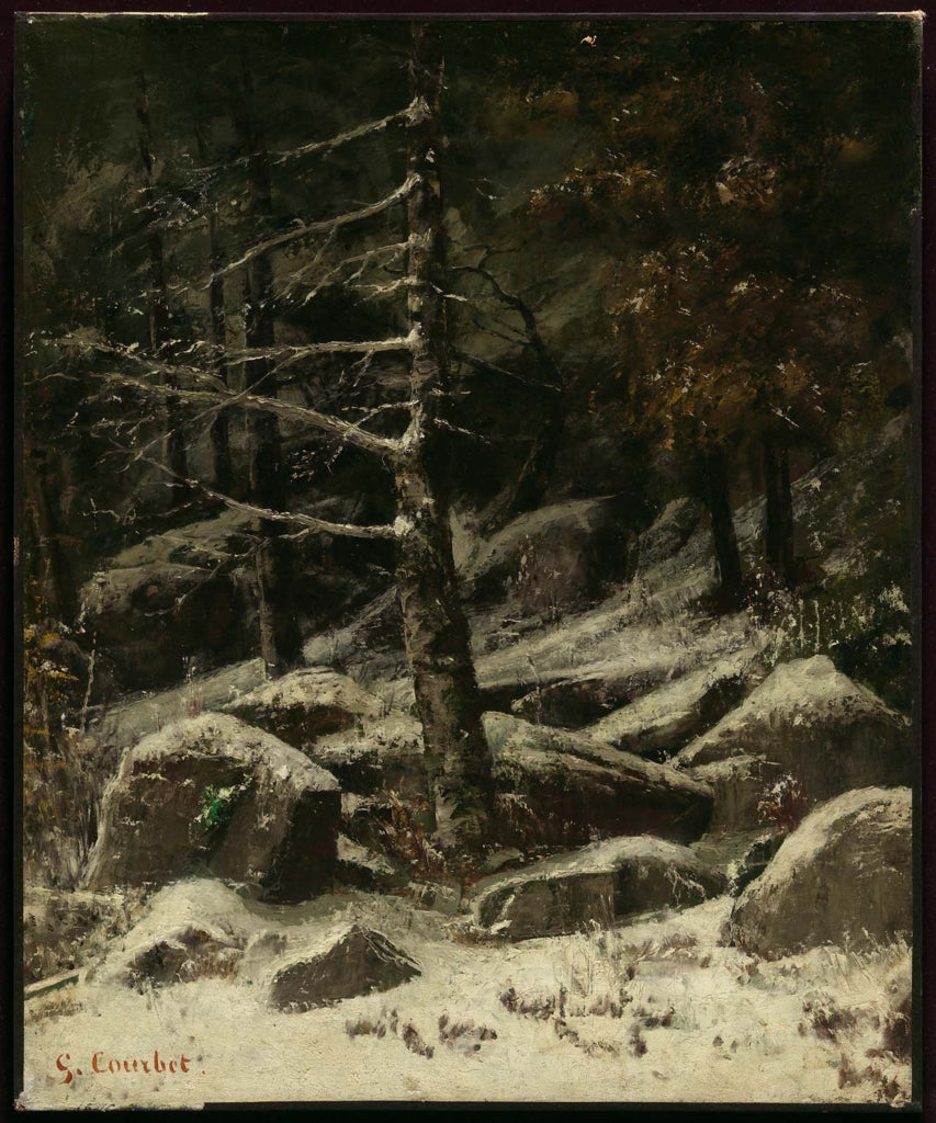 Bewaldeter Hügel im Winter - Gustave Courbet