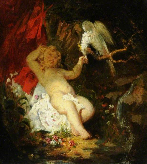 Junge mit einem Papagei - Gustave Courbet